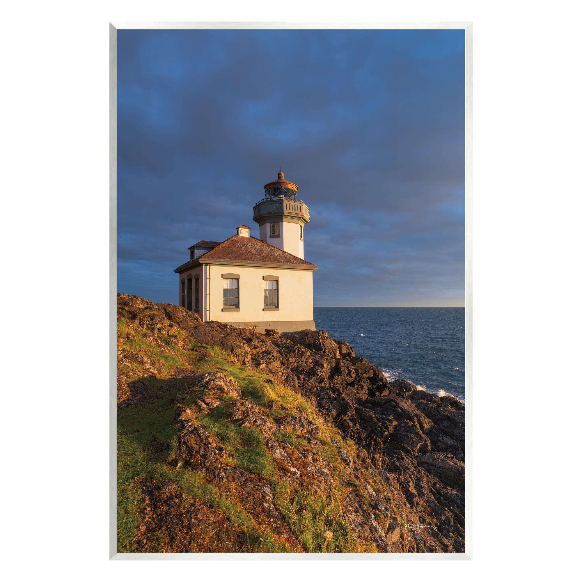 Stupell Industries Coastal Lighthouse Photography Landscape Photography Unframed Art Print Wall Art, 13 x 19