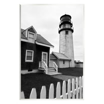 Stupell Industries Coastal Lighthouse with Fence Nature Photography Unframed Art Print Wall Art, 10 x 15