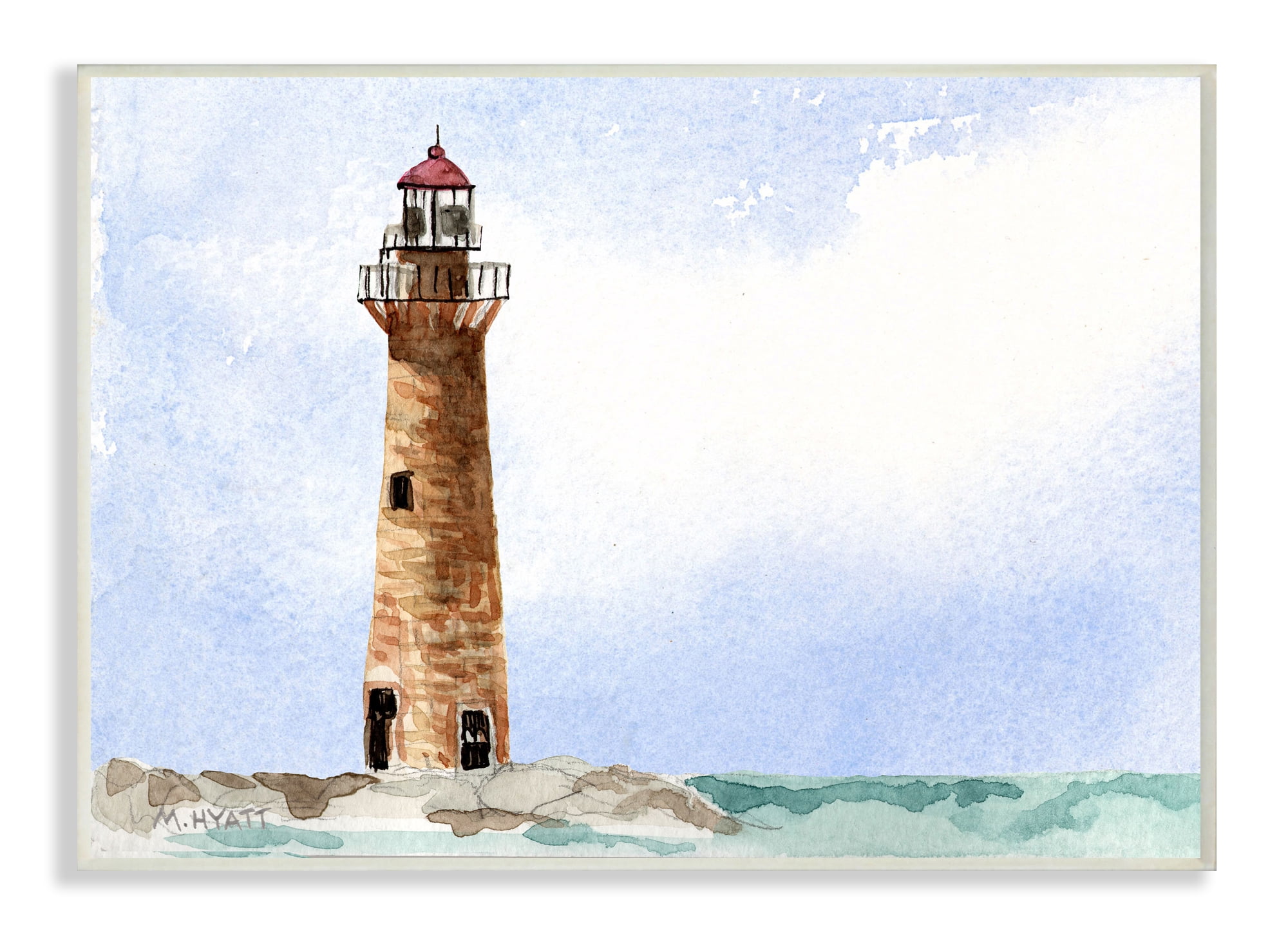 Stupell Industries Coastal Little Gull Lighthouse Soft Watercolor Seascape Wall Plaque, 10 x 15, Design by Melissa Hyatt LLC