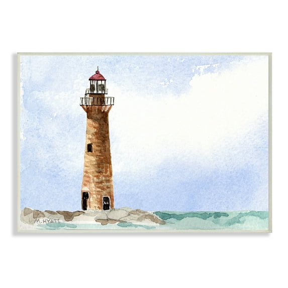 Stupell Industries Coastal Little Gull Lighthouse Soft Watercolor Seascape Wall Plaque, 10 x 15, Design by Melissa Hyatt LLC