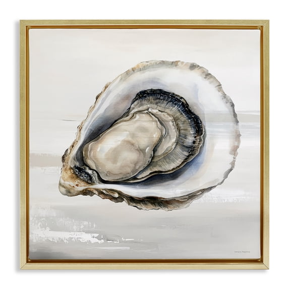 Stupell Industries Coastal Lonely Oyster Shell Gold Floating Frame Canvas Art, 25 x 25, by Svetlana Aleynikova