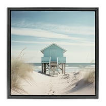 Stupell Industries Coastal Lookout Hut Nautical & Beach Painting Black Floater Framed Canvas Art Print Wall Art, 18 x 18