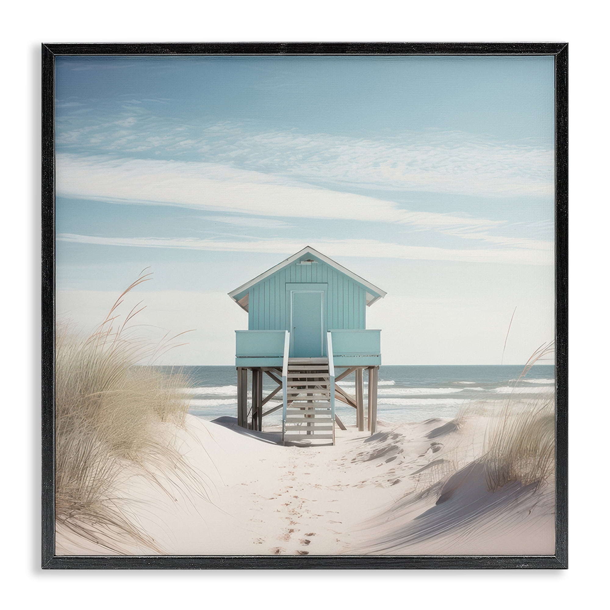 Stupell Industries Coastal Lookout Hut Nautical & Beach Painting Black ...
