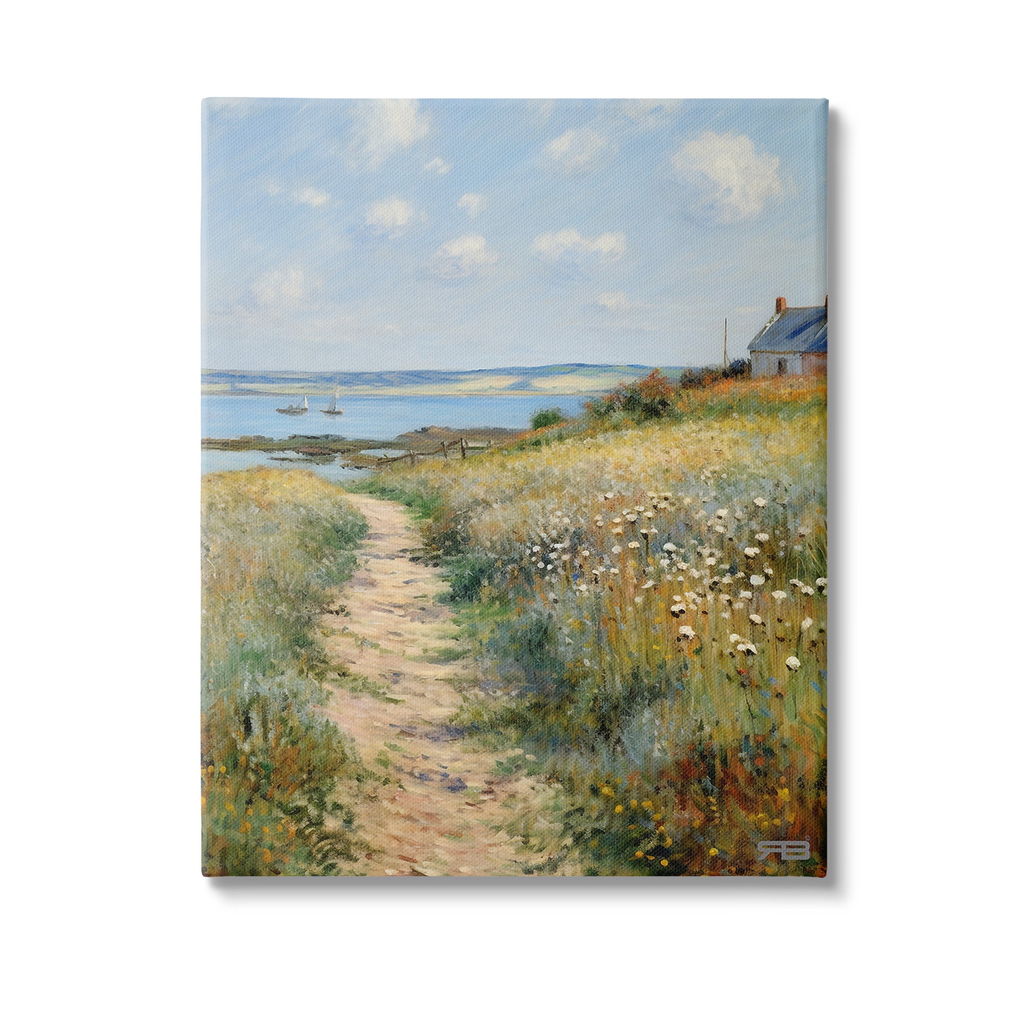 Stupell Industries Coastal Meadow Path Landscape Painting Gallery Wrapped Canvas Art Print Wall Art, 36 x 48