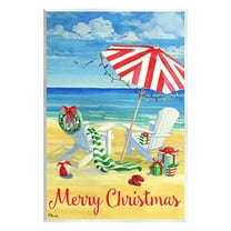 Stupell Industries Coastal Merry Christmas Holiday Painting Unframed Art Print Wall Art, 10 x 15