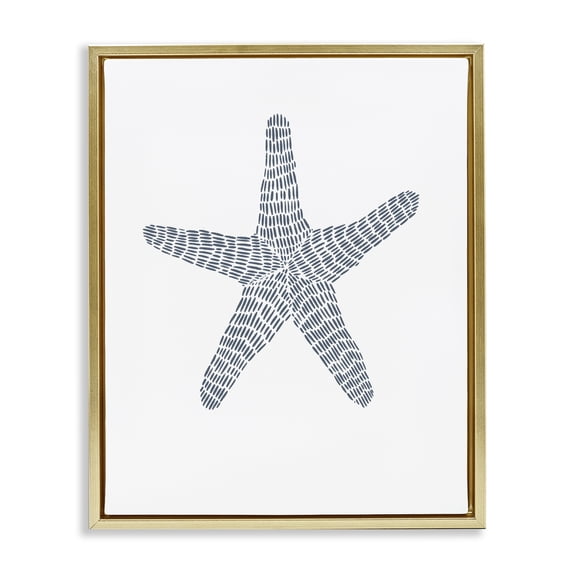 Stupell Industries Coastal Minimal Starfish on White Gold Floating Frame Canvas Art, 17 x 21, by Jetty Home LLC