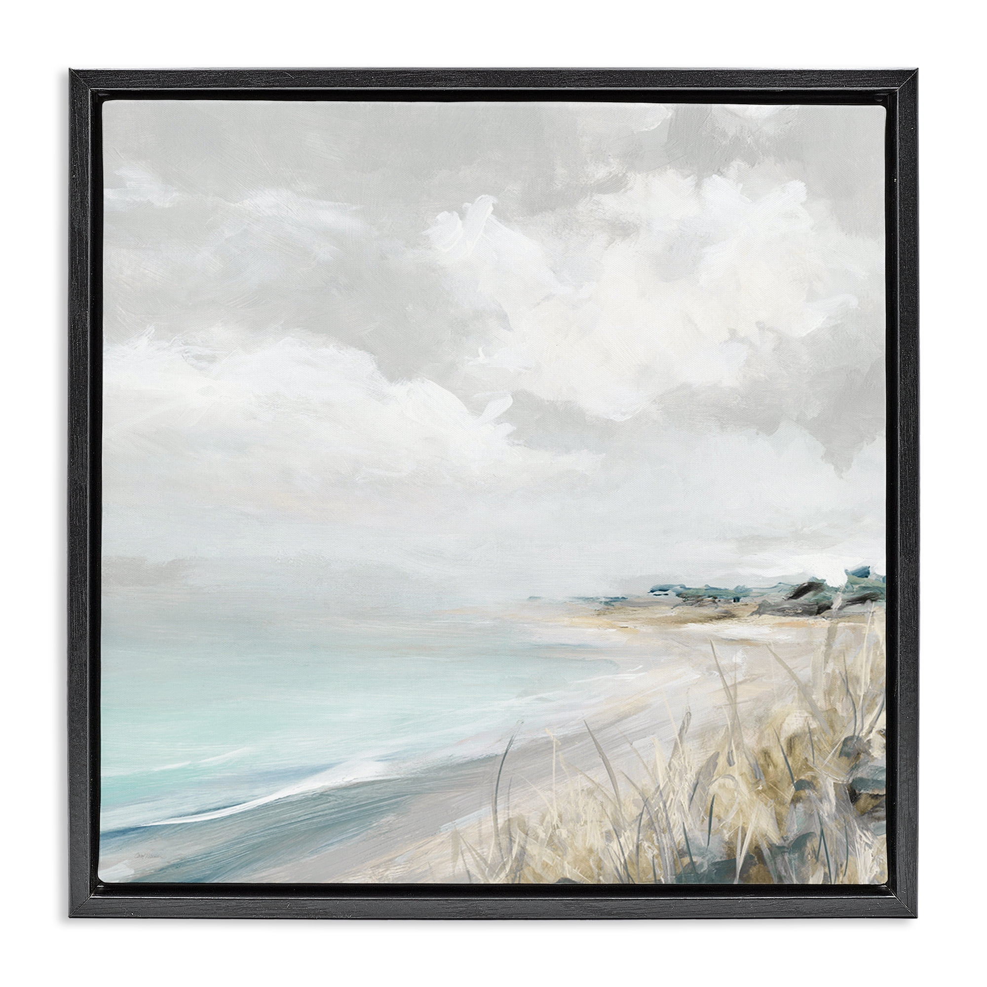 Stupell Industries Coastal Morning By The Dunes Black Framed Floater Canvas Wall Art, design by Carol Robinson