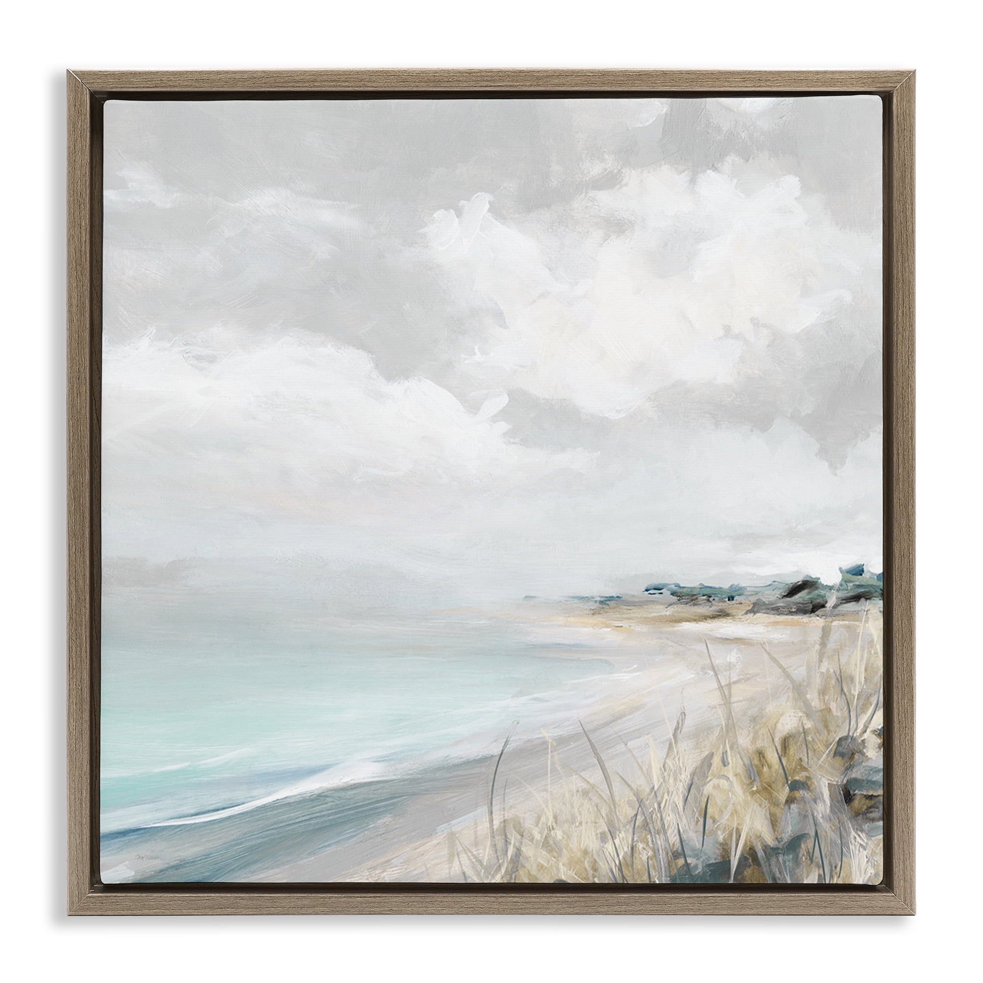 Stupell Industries Coastal Morning By The Dunes Brown Framed Floater Canvas Wall Art, design by Carol Robinson