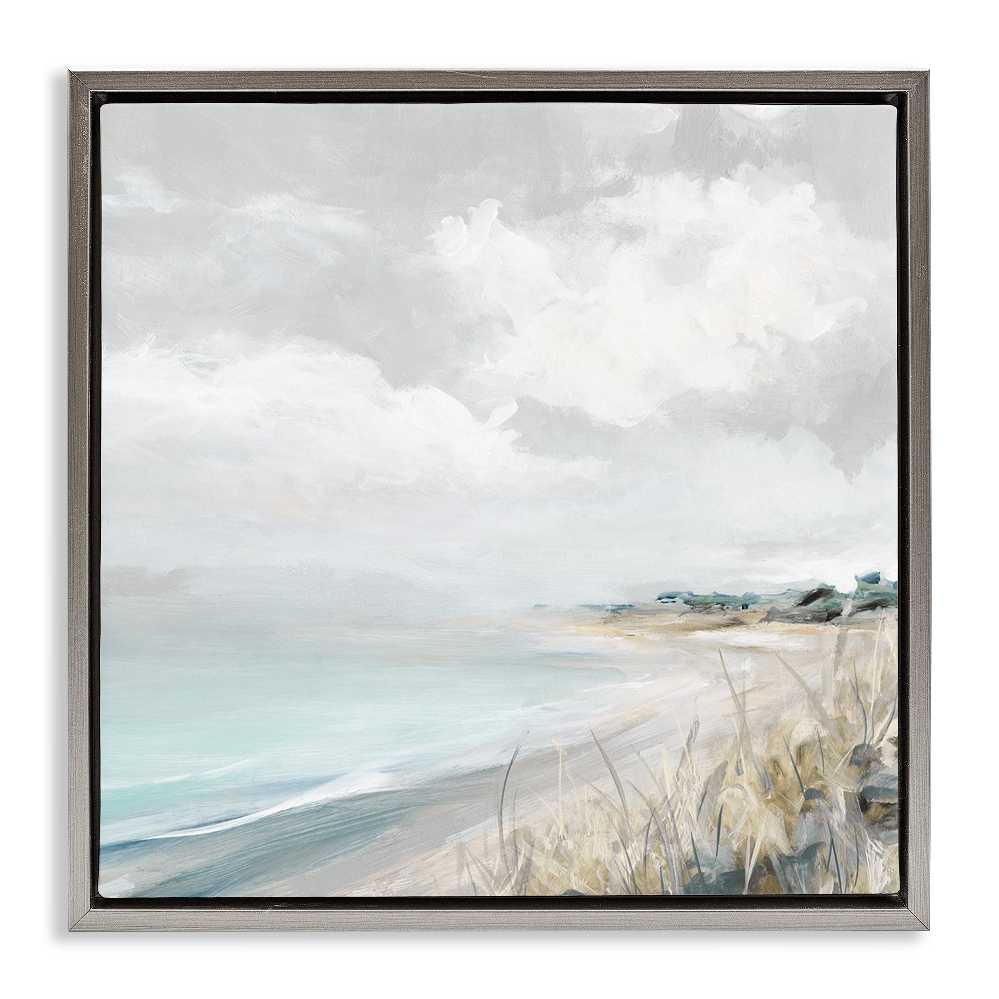 Stupell Industries Coastal Morning By The Dunes Gray Framed Floater Canvas Wall Art, design by Carol Robinson