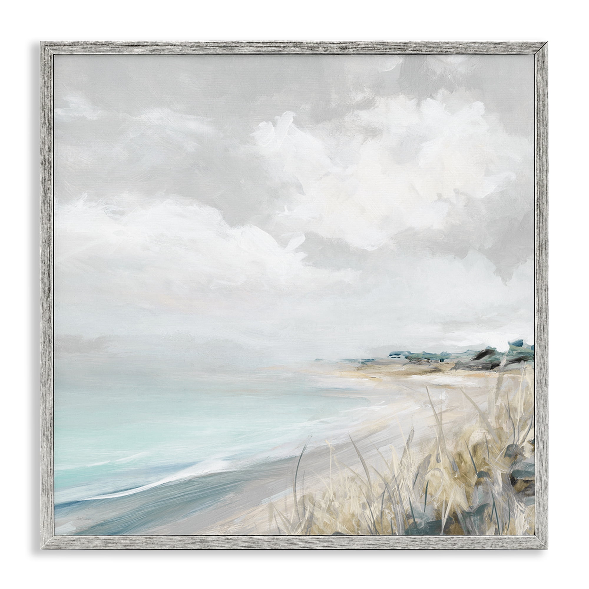Stupell Industries Coastal Morning By The Dunes Gray Framed Giclee Art, design by Carol Robinson