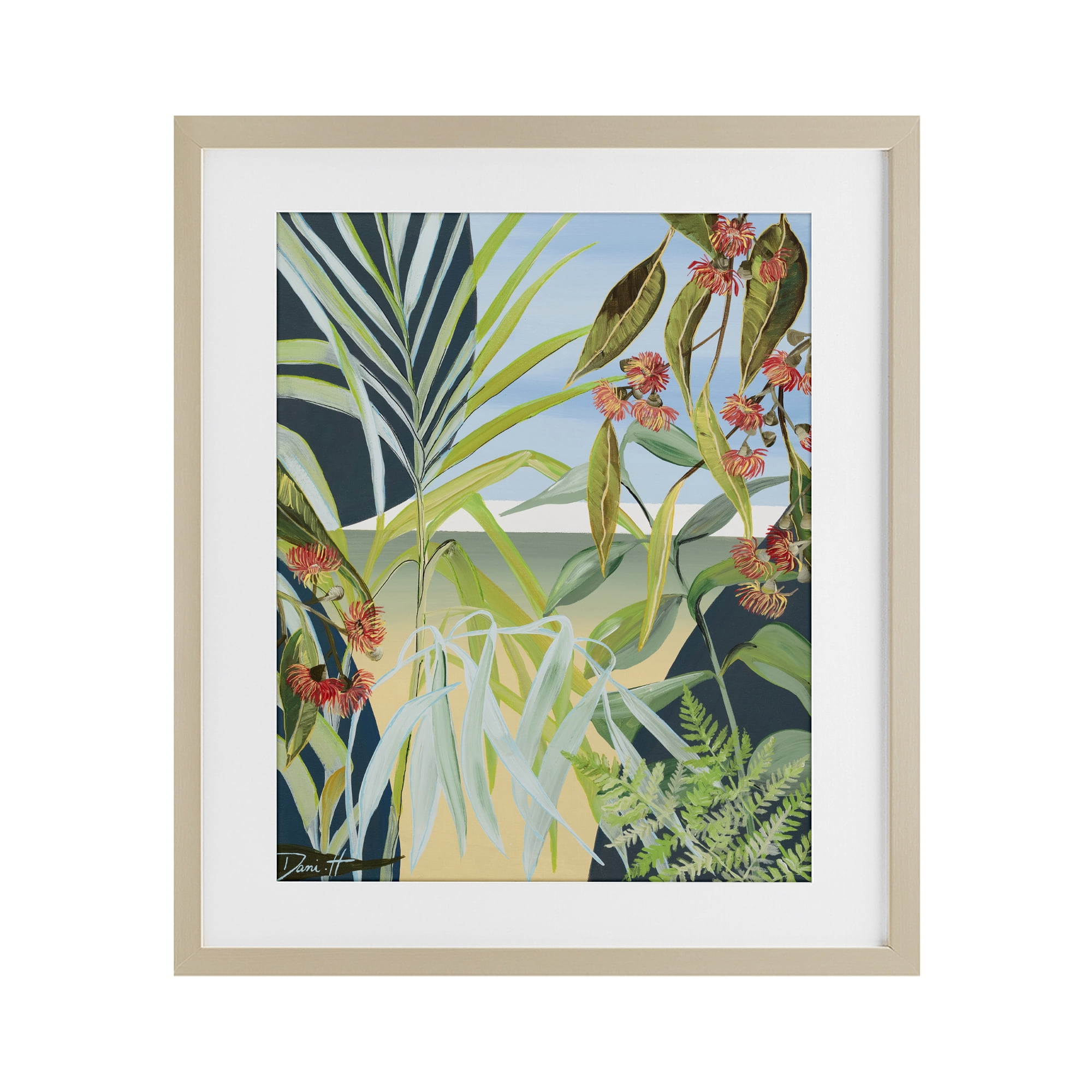 Stupell Industries Coastal Morning Leaves Birch Framed Print Under Glass, design by Dani Heyward