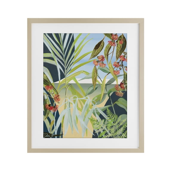 Stupell Industries Bohemian Coastal Morning Leaves Birch Framed Print Under Glass, 13 x 16, by Dani Heyward