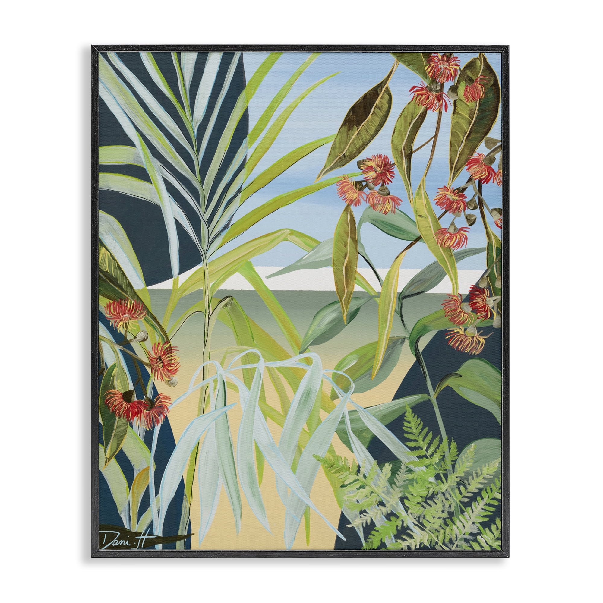 Stupell Industries Coastal Morning Leaves Black Framed Giclee Art, design by Dani Heyward