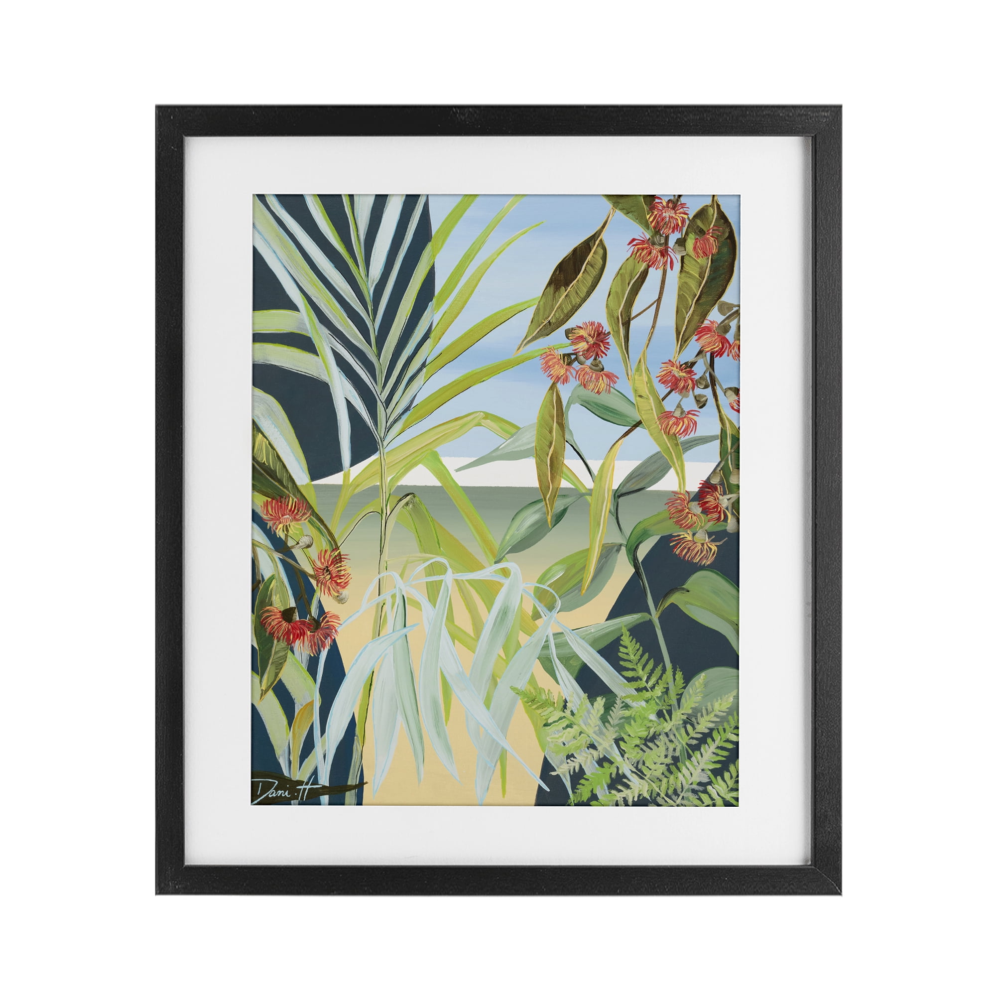 Stupell Industries Coastal Morning Leaves Black Framed Print Under Glass, design by Dani Heyward
