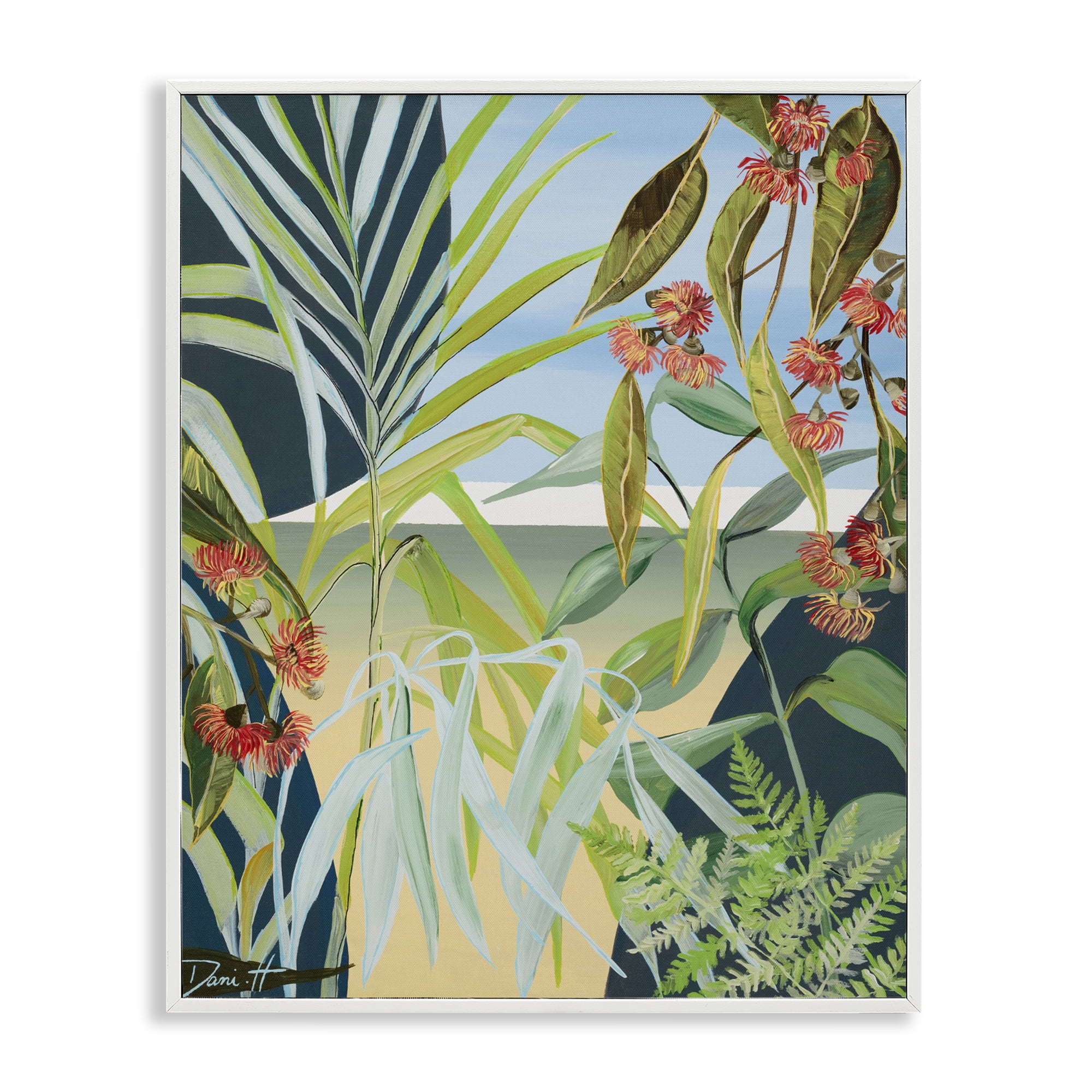 Stupell Industries Coastal Morning Leaves White Framed Giclee Art, design by Dani Heyward