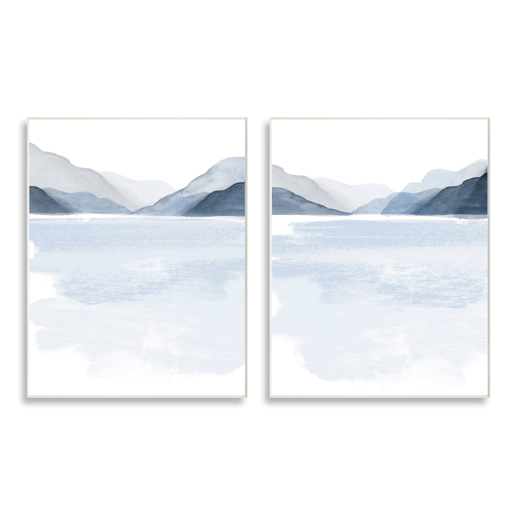 Stupell Industries Coastal Mountain Range Landscape Soft Watercolor Blue Scene, 10 x 15, Design by Victoria Barnes