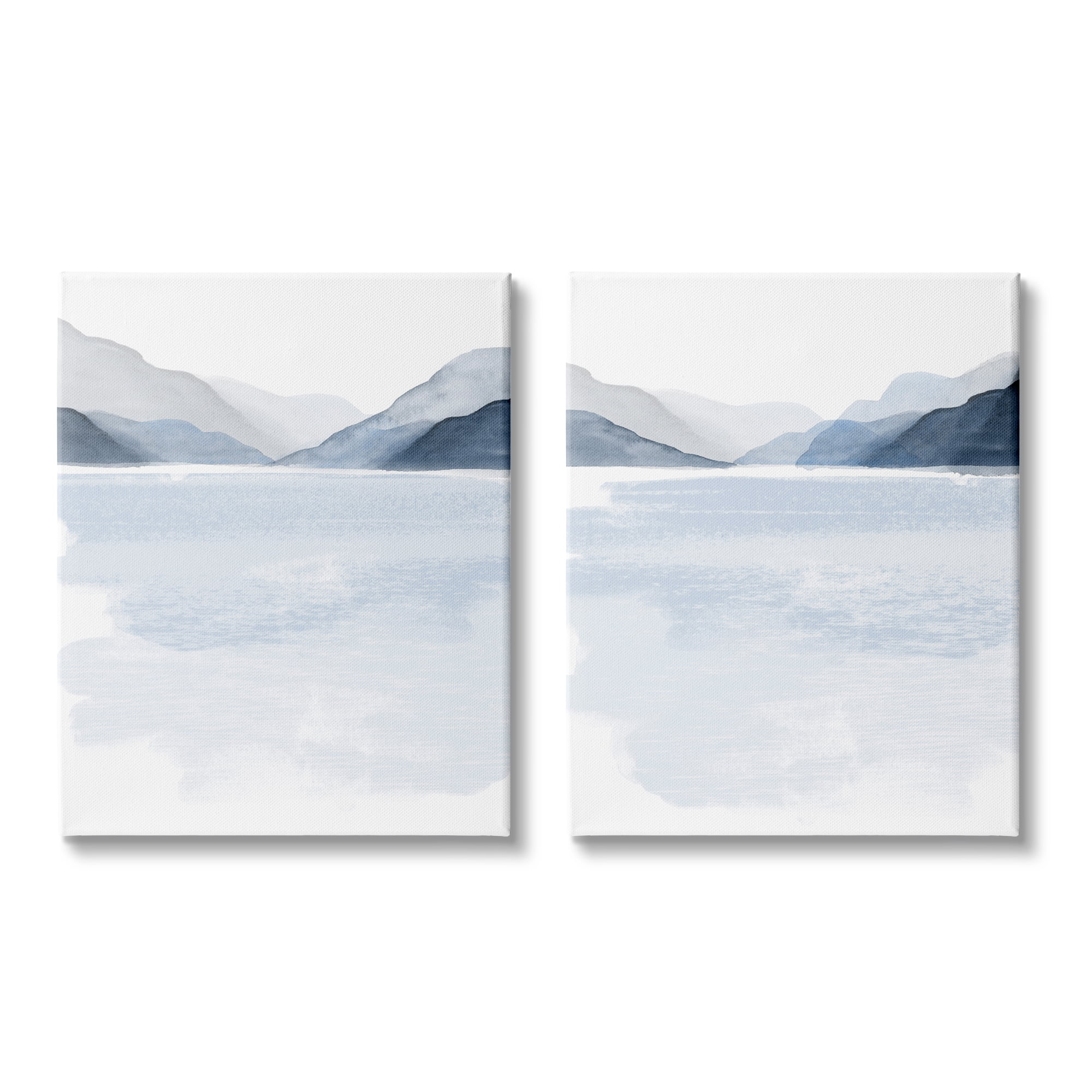 Stupell Industries Coastal Mountain Range Landscape Soft Watercolor Blue Scene, 16 x 20, Design by Victoria Barnes