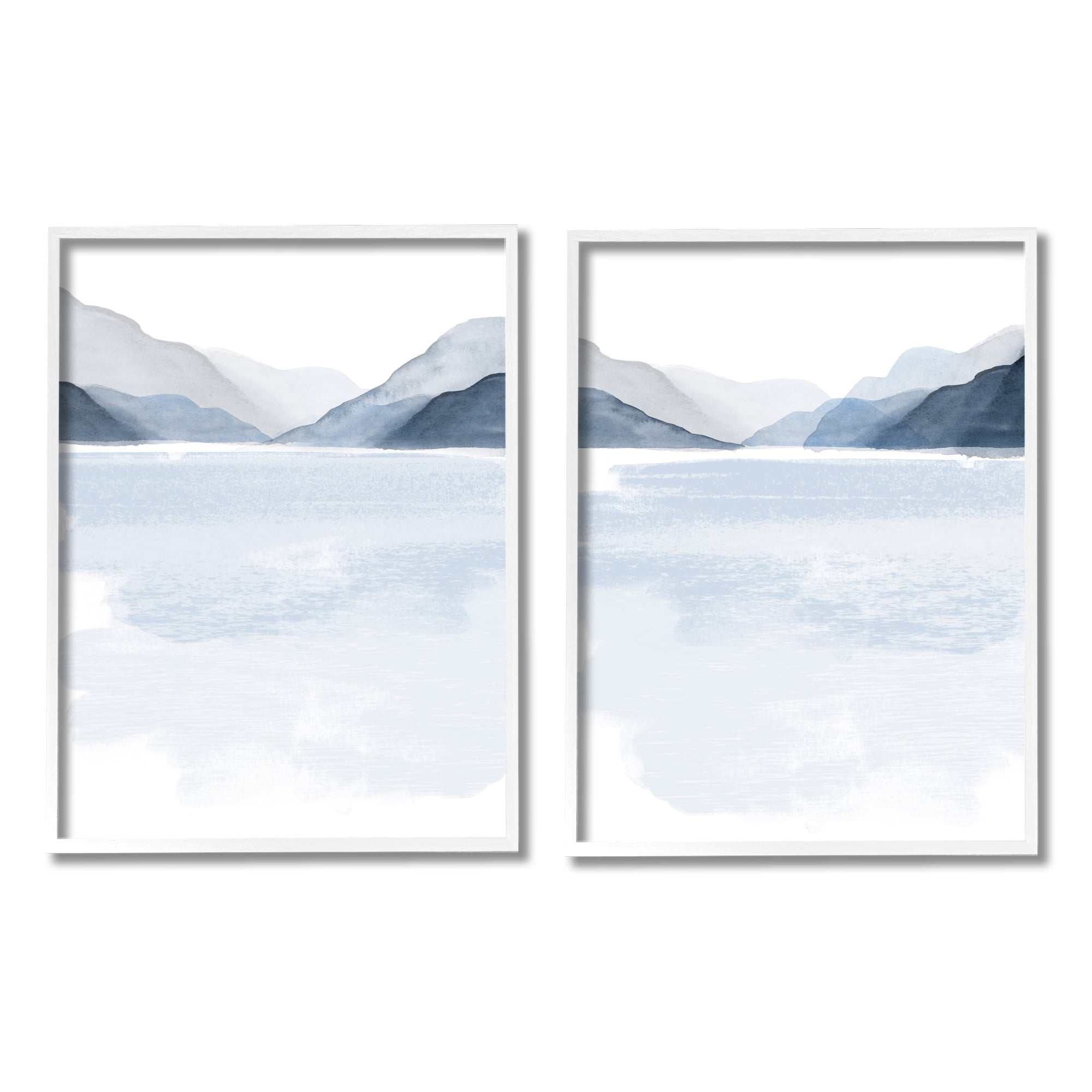 Stupell Industries Coastal Mountain Range Landscape Soft Watercolor Blue Scene, 16 x 20, Design by Victoria Barnes