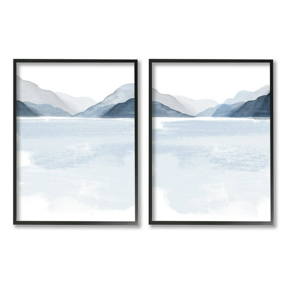 Stupell Industries Coastal Mountain Range Landscape Soft Watercolor Blue Scene, 24 x 30, Design by Victoria Barnes