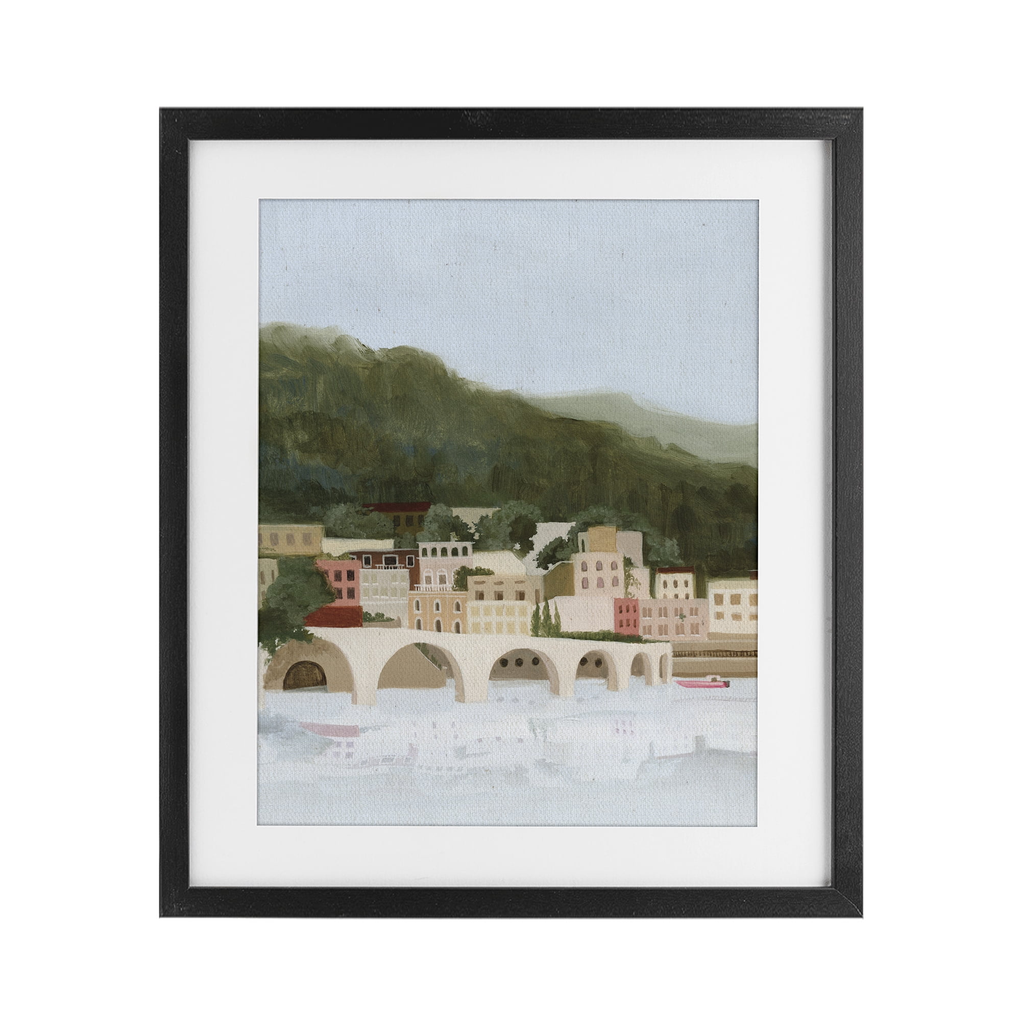 Stupell Industries Coastal Mountains By Sea Black Framed Print Under Glass, design by Grace Popp