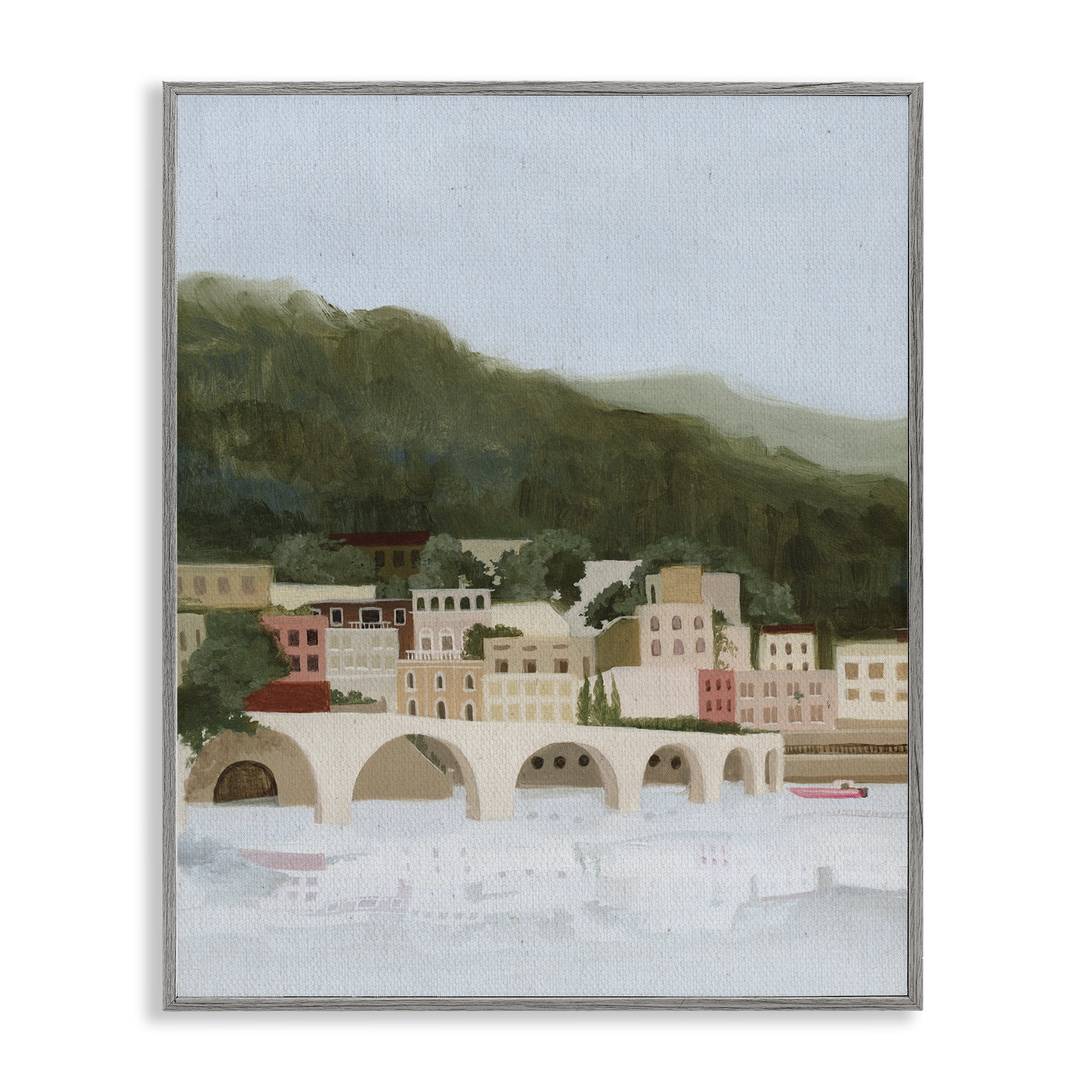 Stupell Industries Coastal Mountains By Sea Gray Framed Giclee Art, design by Grace Popp