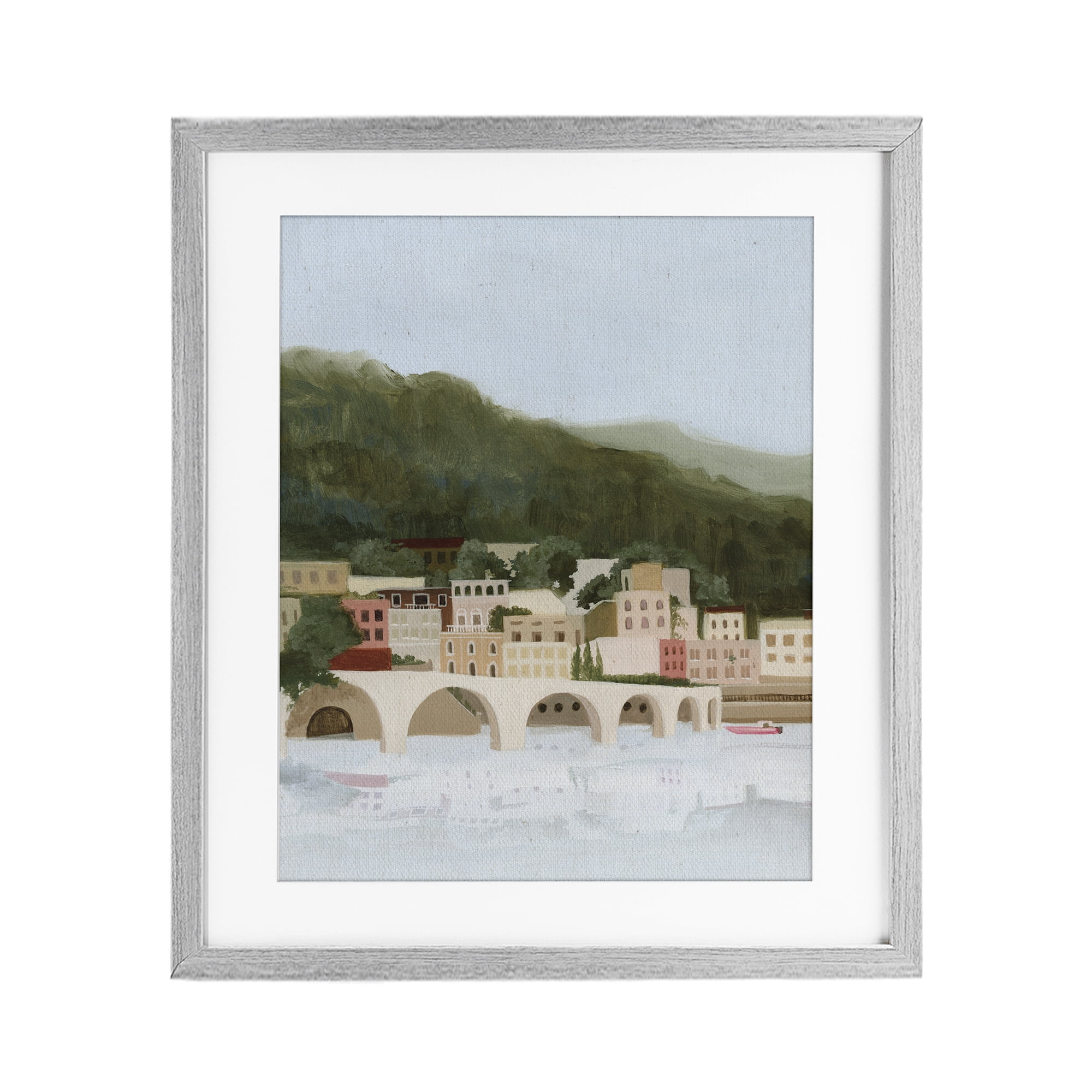Stupell Industries Coastal Mountains By Sea Gray Framed Print Under Glass, design by Grace Popp