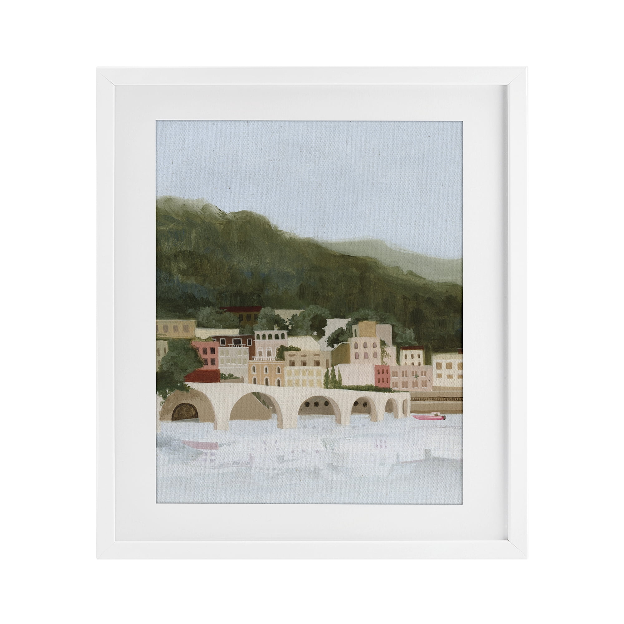 Stupell Industries Coastal Mountains By Sea White Framed Print Under Glass, design by Grace Popp