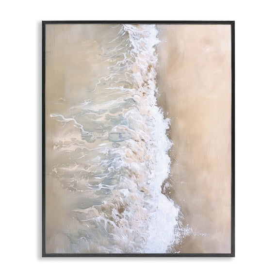 Stupell Industries Coastal Neutral Coast Wave Crash Black Framed Giclee Art, 11 x 14, by Petals Prints Design