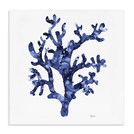 Stupell Industries Coastal Ocean Coral Plant Sea Life Blue Pattern Canvas Art, 17 x 17, by Patti Mann