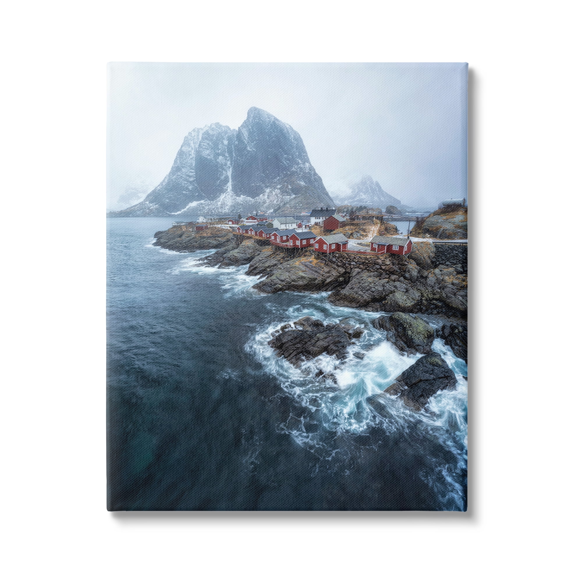 Stupell Industries Coastal Ocean Village Landscape Photography Gallery Wrapped Canvas Art Print Wall Art, 24 x 30