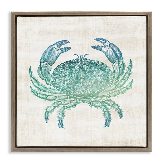 Stupell Industries Coastal Ombre Crab Impression Brown Floating Frame Canvas Art, 25 x 25, by Susan Arnot