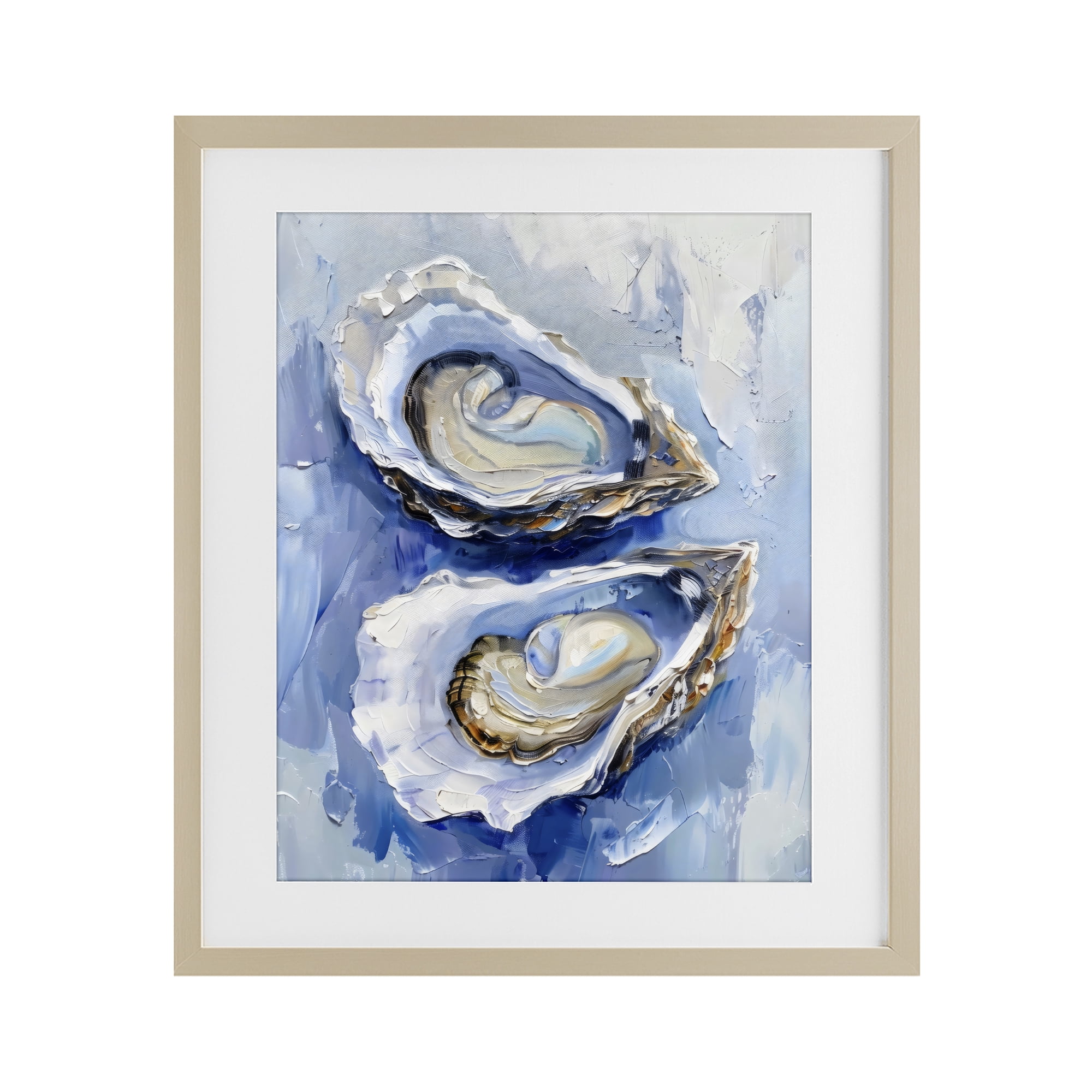 Stupell Industries Coastal Oysters in Pearlescent Light Birch Framed Print Under Glass, design by Creative Studio