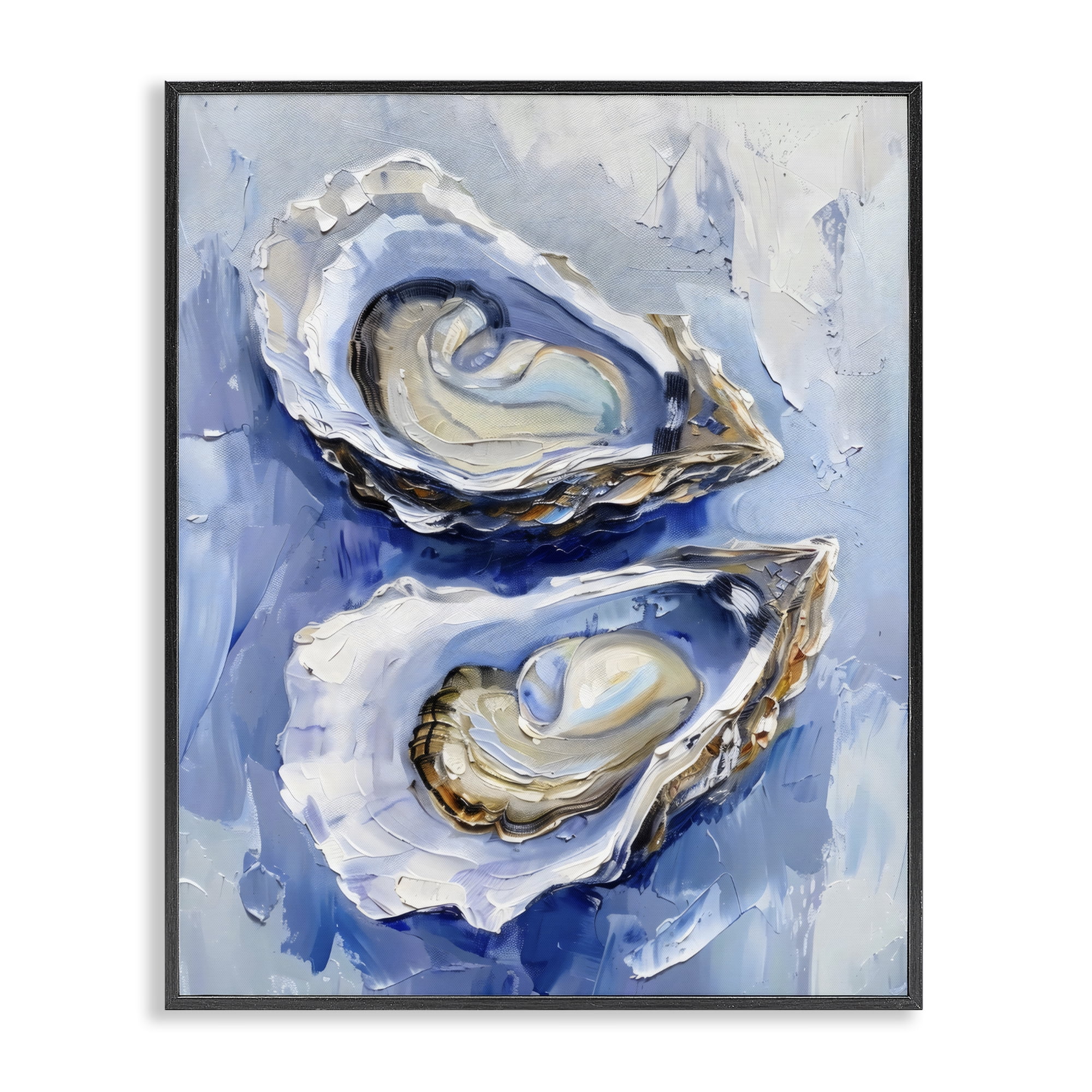 Stupell Industries Coastal Oysters in Pearlescent Light Black Framed Giclee Art, design by Creative Studio