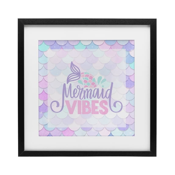 Stupell Industries Coastal Pastel Mermaid Vibes Black Framed Print Under Glass, 13 x 13, by Kim Allen