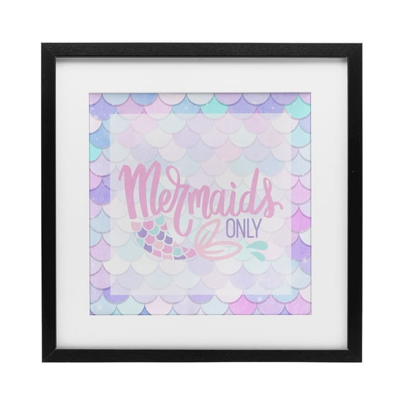 Stupell Industries Coastal Pastel Mermaids Only Black Framed Print Under Glass, 16 x 16, by Kim Allen