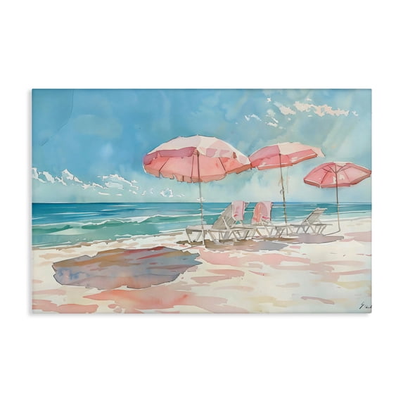 Stupell Industries Coastal Pastel Pink Watercolor Beach Canvas Art, 45 x 30, by LSR Design Studio