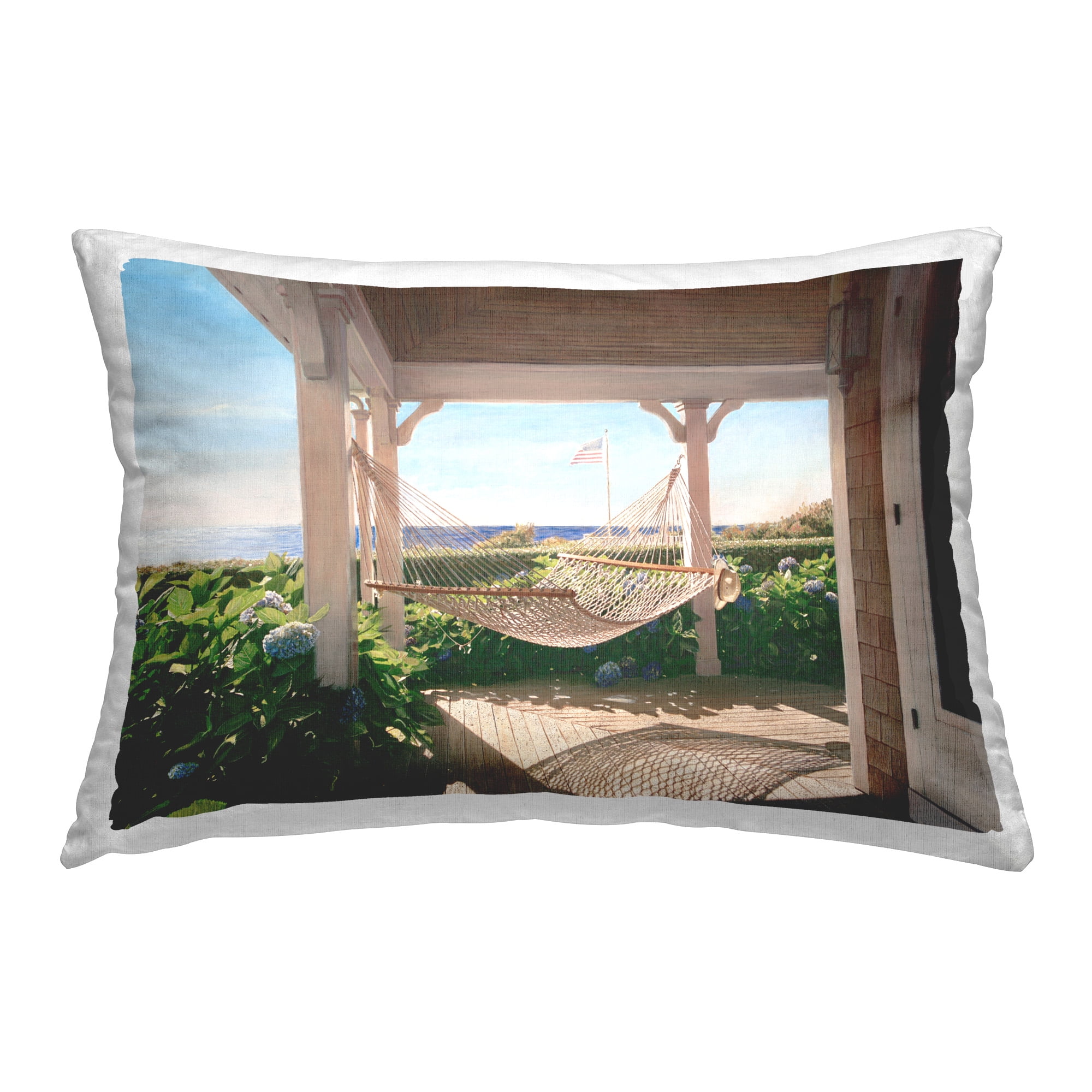 Stupell Industries Coastal Patio Hammock Decorative Printed Throw Pillow Design by Tom Mielko