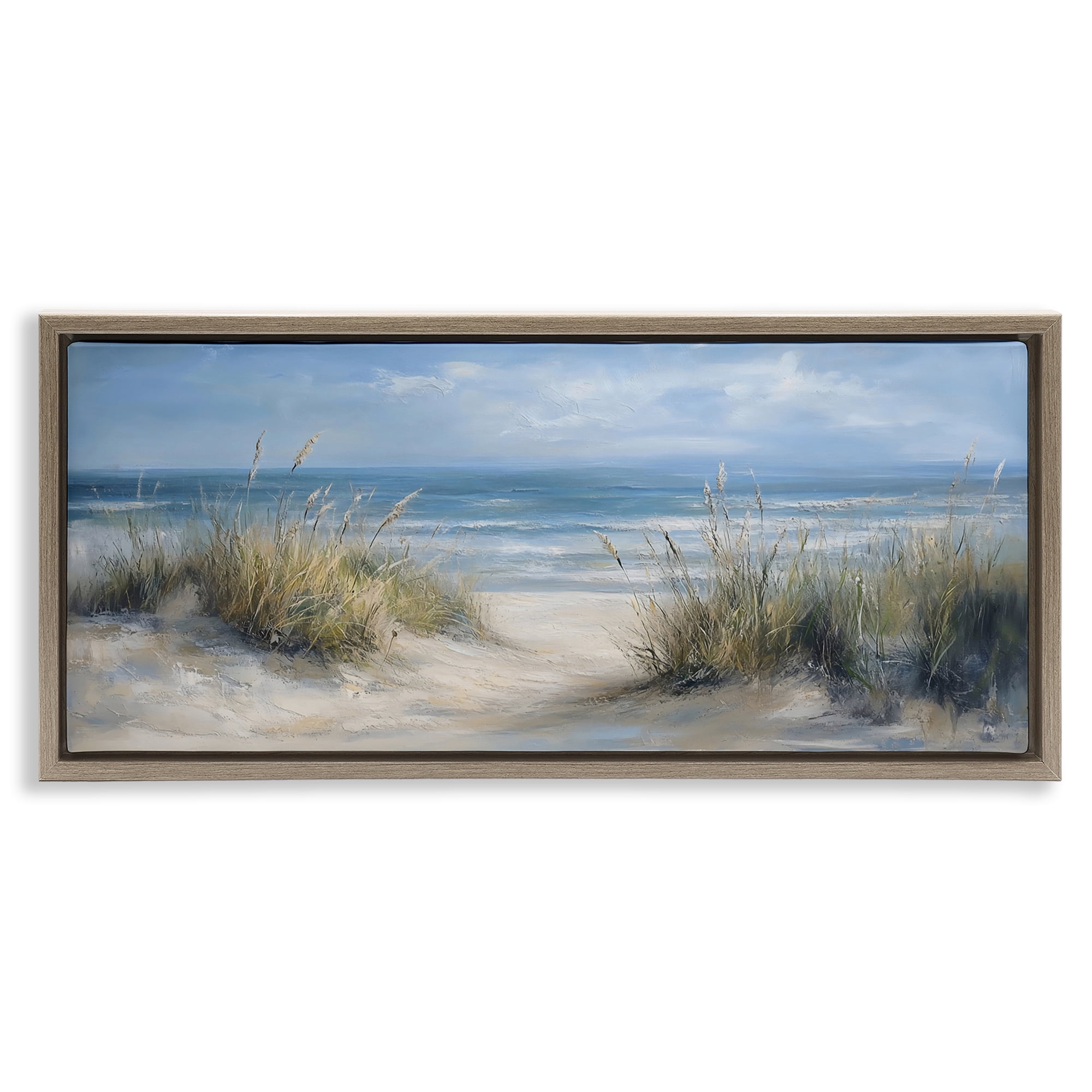 Stupell Industries Coastal Peace Dunes Brown Framed Floater Canvas Wall Art, design by LSR Design Studio