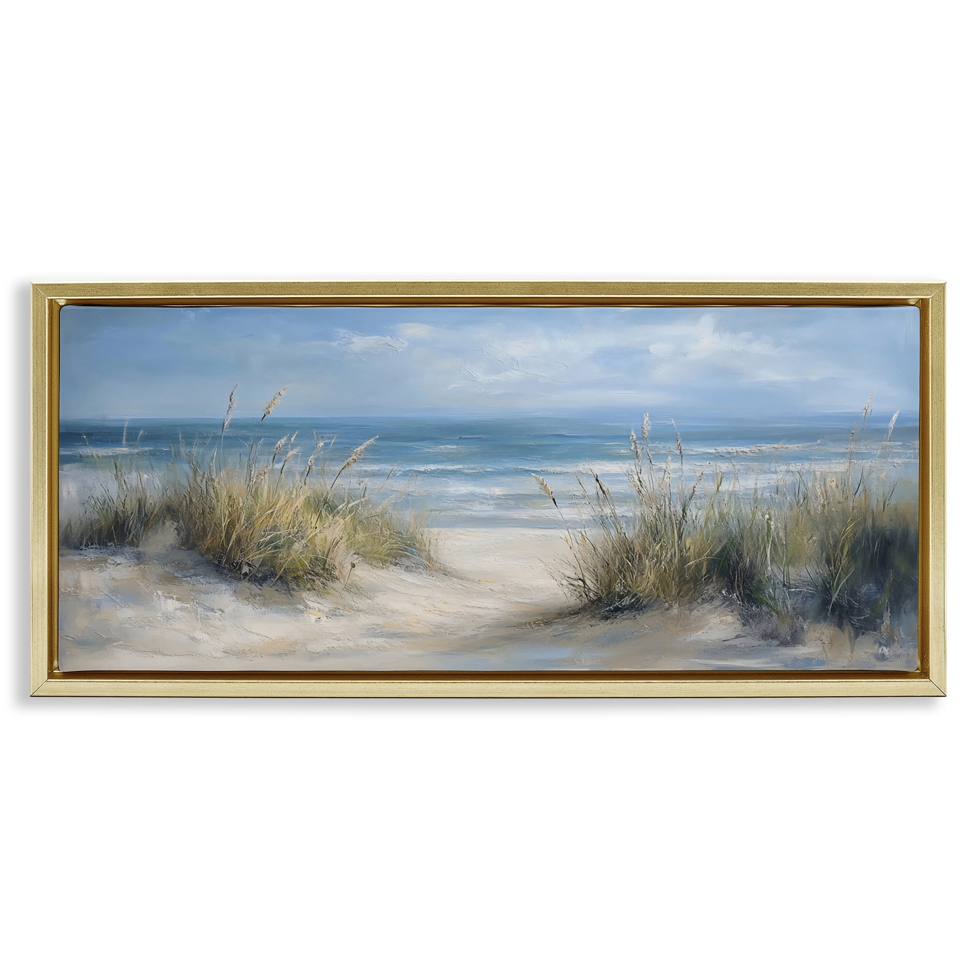 Stupell Industries Coastal Peace Dunes Gold Framed Floater Canvas Wall Art, design by LSR Design Studio