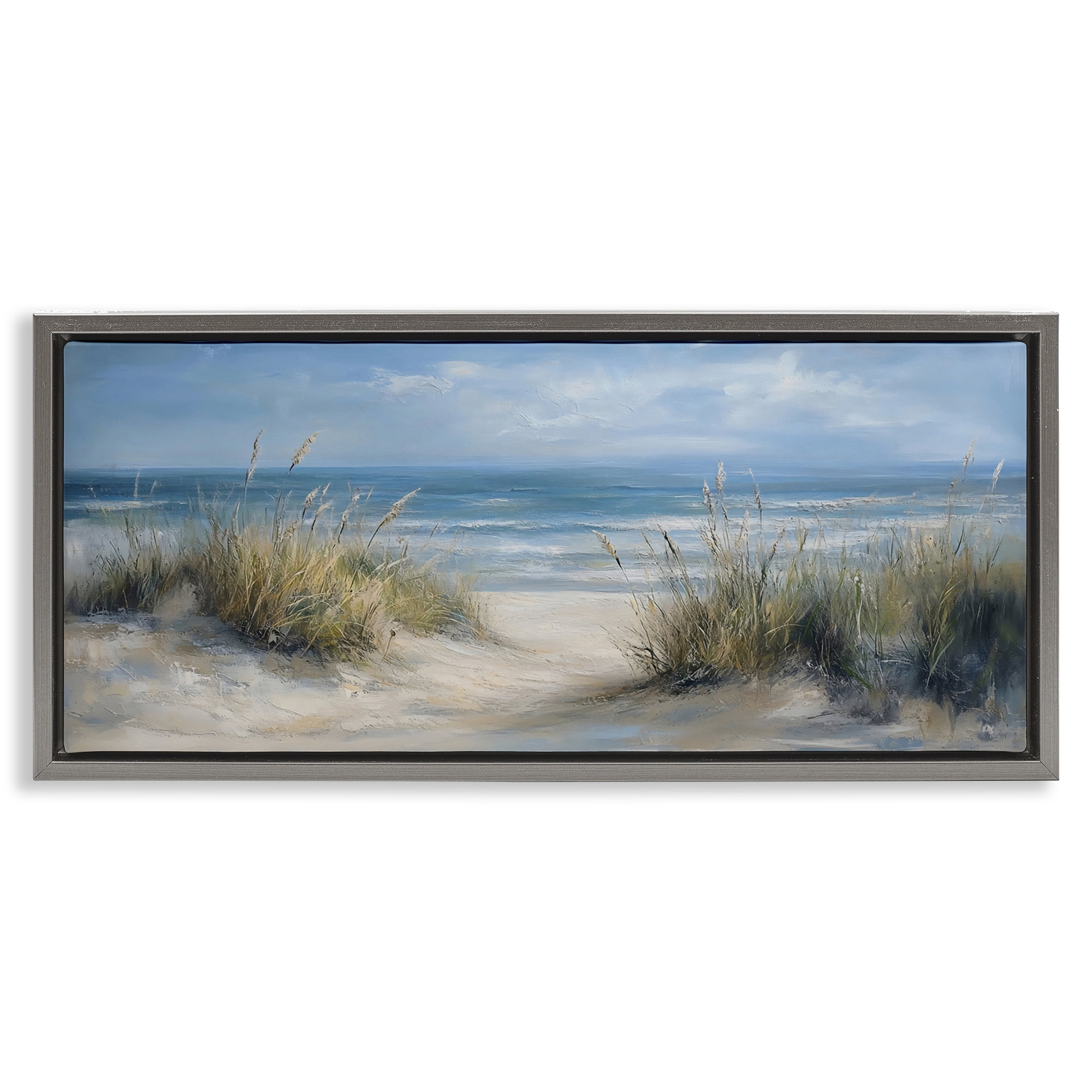 Stupell Industries Coastal Peace Dunes Gray Framed Floater Canvas Wall Art, design by LSR Design Studio