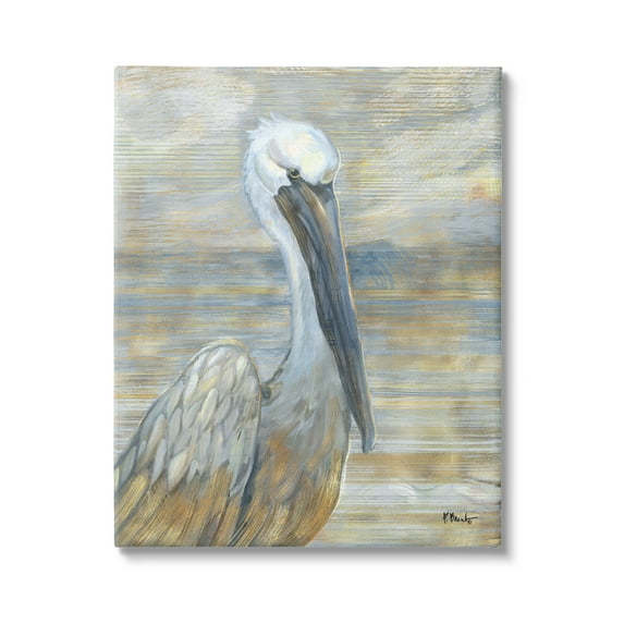 Stupell Industries Coastal Pelican Bird Abstract Portrait Painting Gallery Wrapped Canvas Print Wall Art, Design by Paul Brent
