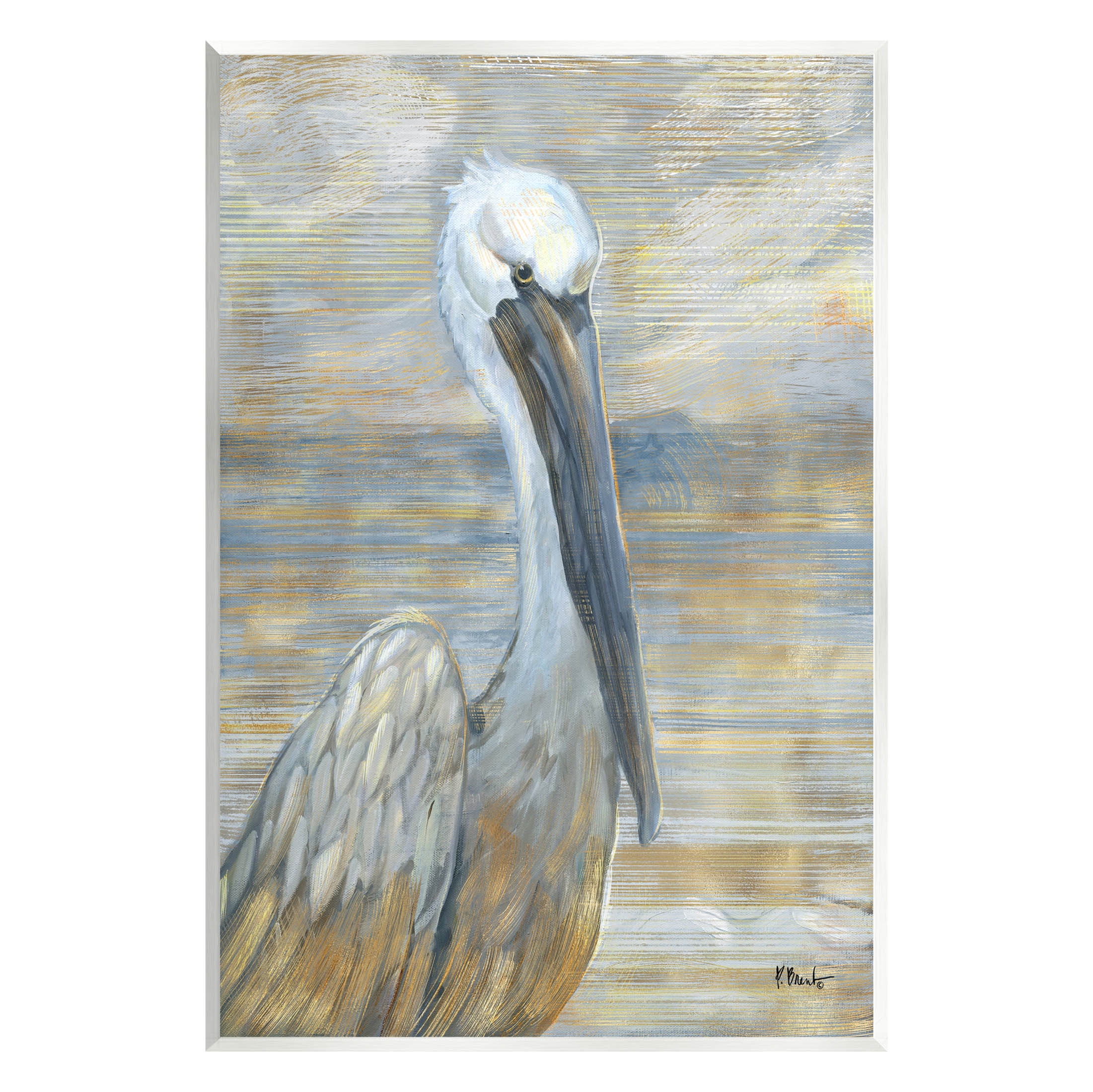Coastal Pelican Bird Abstract Portrait Wood Wall Art