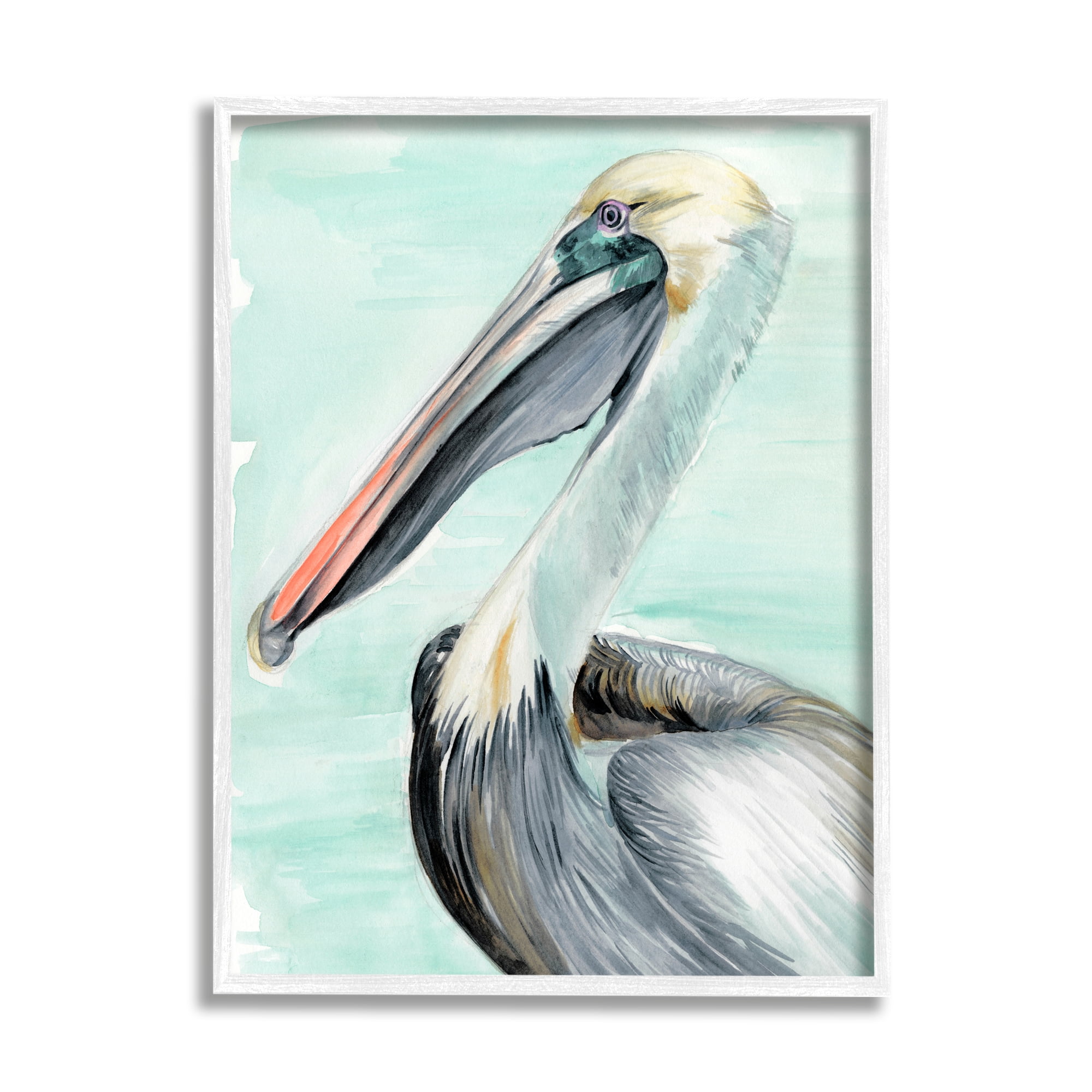 Stupell Industries Coastal Pelican Bird Watching Turquoise Ocean Portrait, 11 x 14, Design by Jennifer Paxton Parker