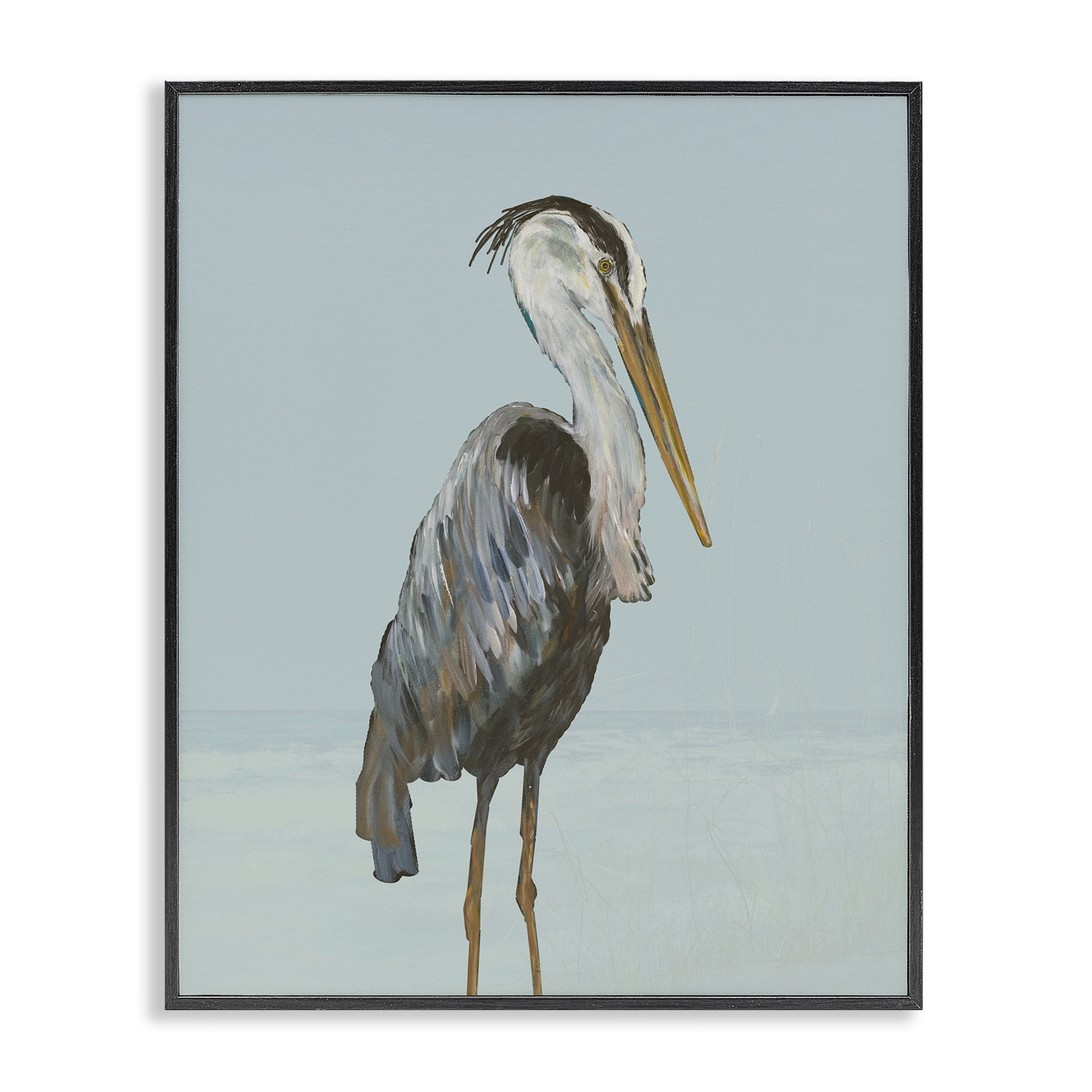 Stupell Industries Coastal Pelican Muted Blue Black Framed Giclee Art, design by Julie DeRice