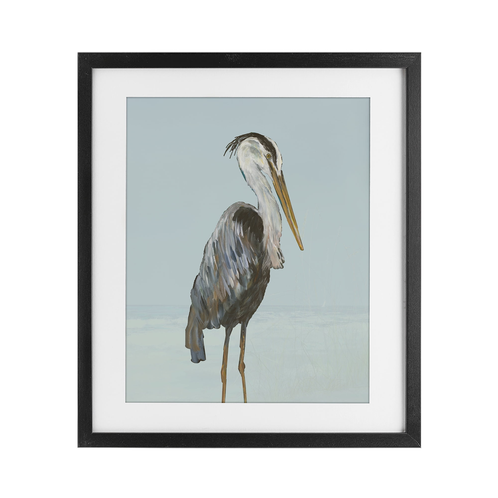 Stupell Industries Coastal Pelican Muted Blue Black Framed Print Under Glass, design by Julie DeRice