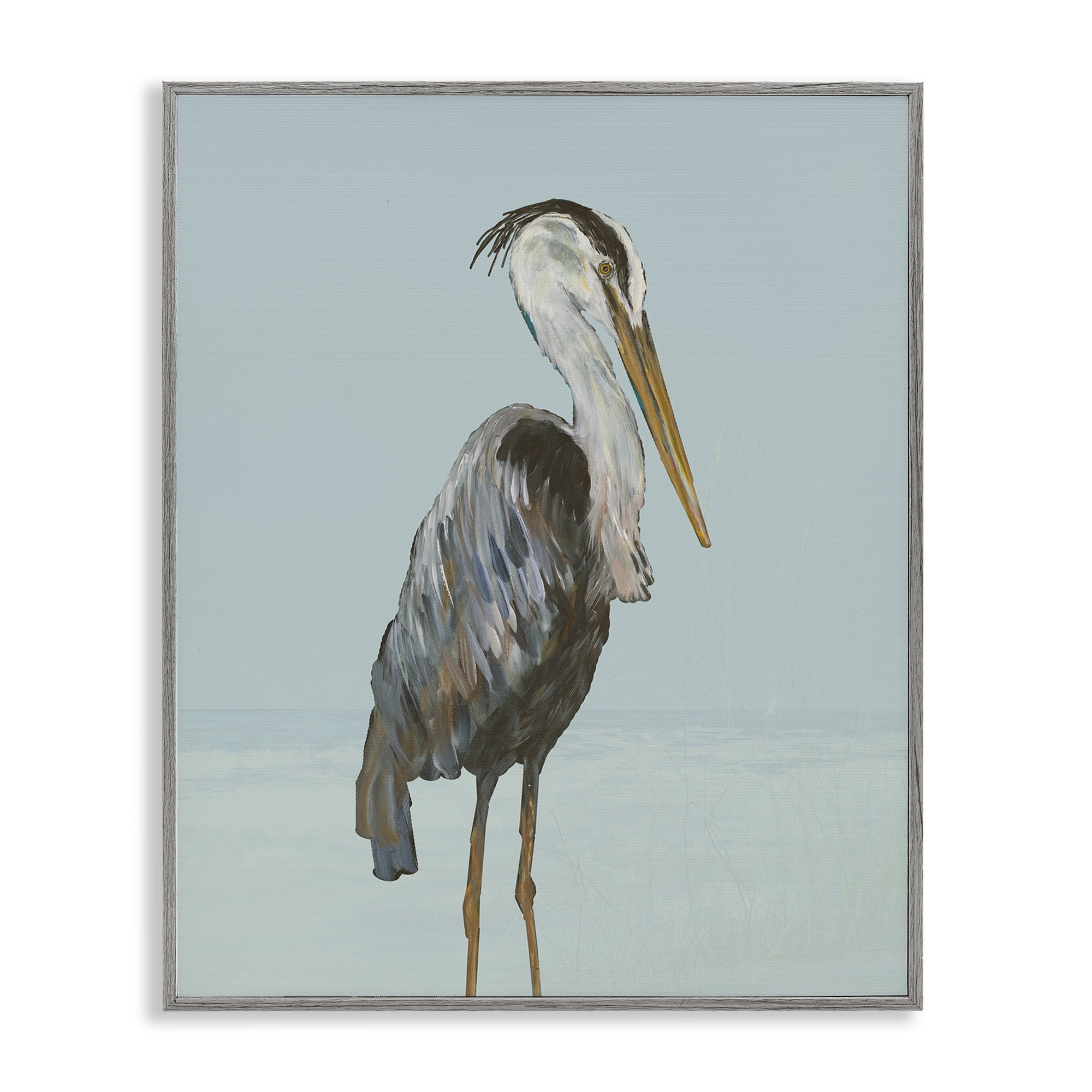 Stupell Industries Coastal Pelican Muted Blue Gray Framed Giclee Art, design by Julie DeRice