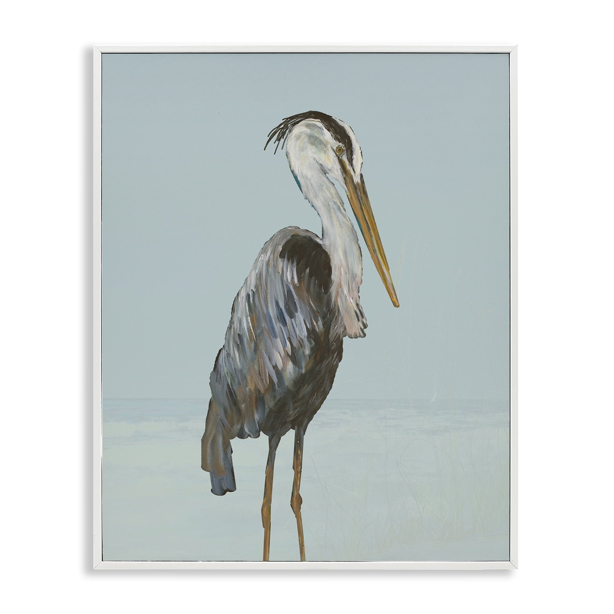 Stupell Industries Coastal Pelican Muted Blue White Framed Giclee Art, design by Julie DeRice