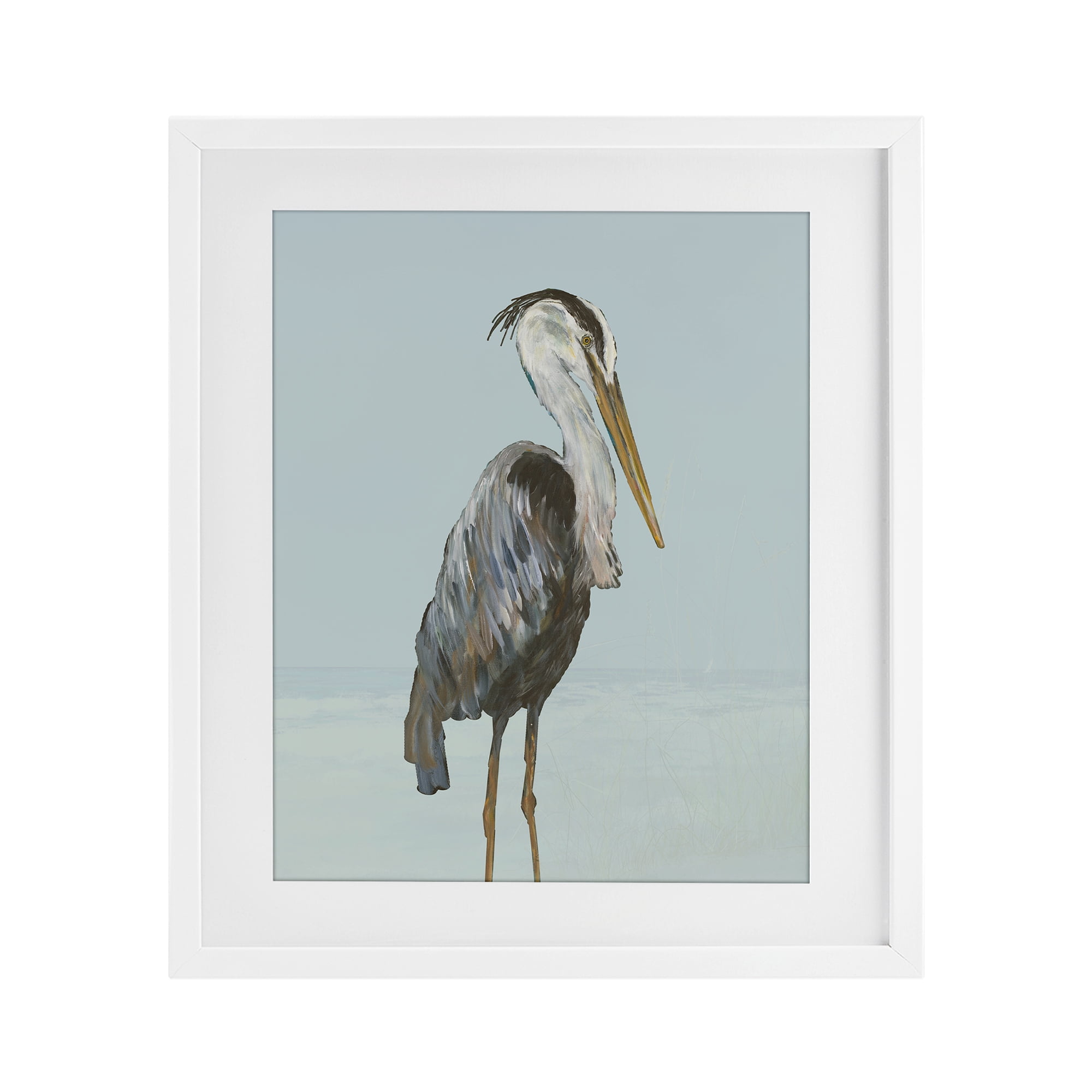 Stupell Industries Coastal Pelican Muted Blue White Framed Print Under Glass, design by Julie DeRice