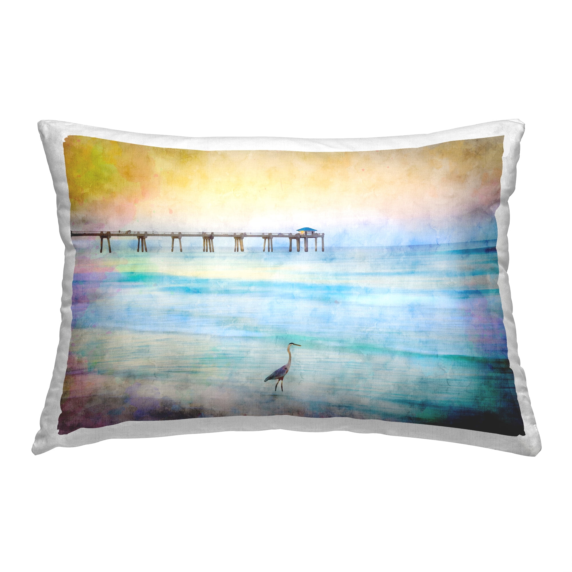 Stupell Industries Coastal Pier Abstraction Decorative Printed Throw Pillow, 14 x 20