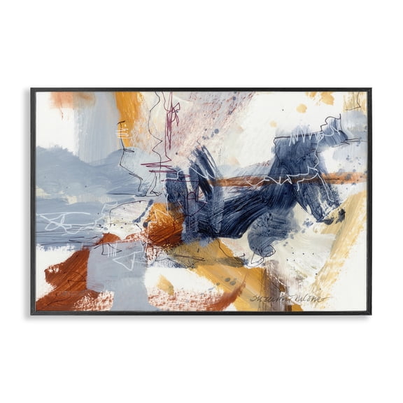 Stupell Industries Coastal Pleasures Abstract Abstract Painting Black Framed Art Print Wall Art, 18 x 12